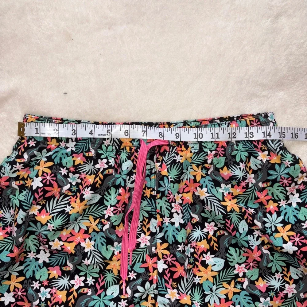 CHUBBIES Swim Trunks Mens L Black Floral Toucan The Bloomerangs 7